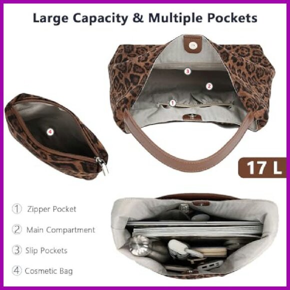 Large Capacity Faux Suede Tote Bag with Adjustable Strap - Picture 3 of 8